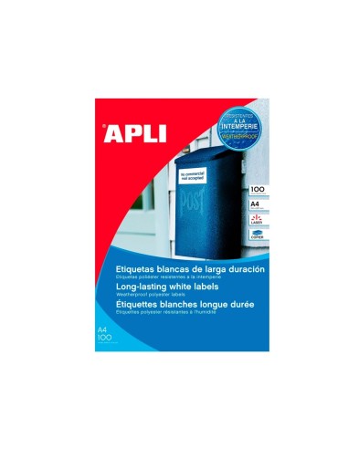 CI | Etiquetas adhesivas apli 12121 tamaño 210x297 mm poliester resistente a la interperie impresion laser