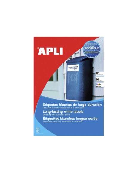CI | Etiquetas adhesivas apli de poliester resistente a la intemperie para impresora laser 210x297 mm