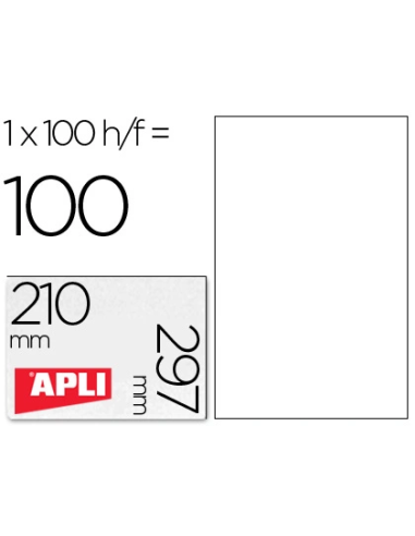 CI | Etiqueta adhesiva apli 1281 tamaño 210x297 mm fotocopiadora laser ink-jet caja con 100 hojas din a4