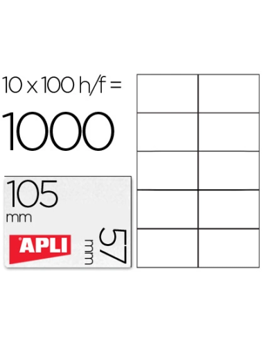 CI | Etiqueta adhesiva apli 1278 tamaño 105x57 mm para fotocopiadora laser ink-jet caja con 100 hojas din a4