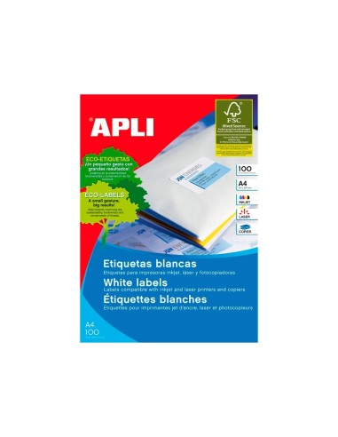 CI | Etiquetas adhesivas apli 01282 tamaño 48,5x16,9 mm para fotocopiadora laser ink-jet caja de 100h dina4 6800 etiqu