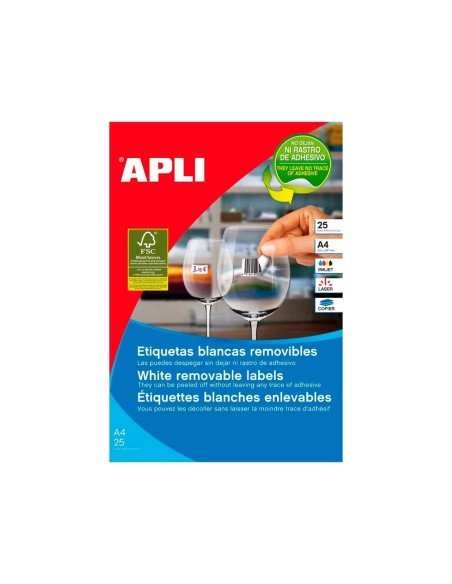 CI | Etiqueta adhesiva apli 35,6x16,9 mm fotocopiadora laser inkjet caja 25 hojas din a4 con 2000 etiquetas