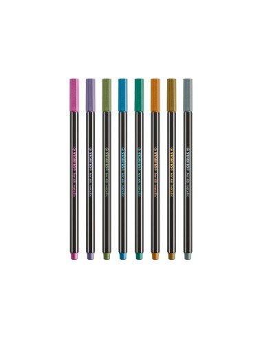 CI | Rotulador stabilo punta de fibra pen 68 metallic estuche plastico de 8 unidades colores surtidos