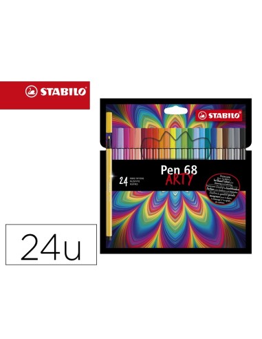 CI | Rotulador stabilo acuarelable pen 68 arty line 1 mm estuche carton de 24 unidades colores surtidos