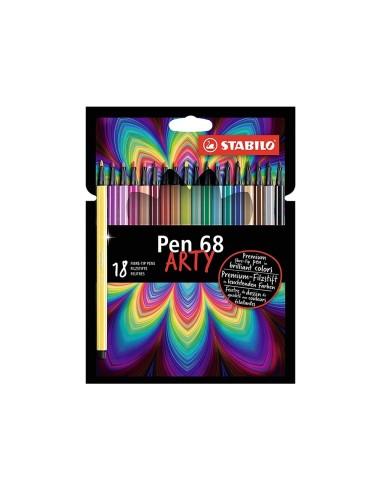 CI | Rotulador stabilo acuarelable pen 68 estuche carton de 18 unidades colores surtidos
