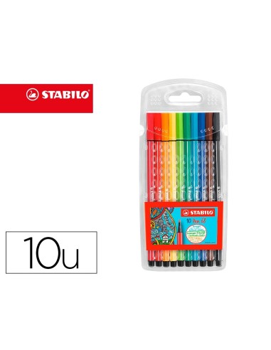 CI | Rotulador stabilo acuarelable pen 68 estuche carton de 10 unidades colores surtidos