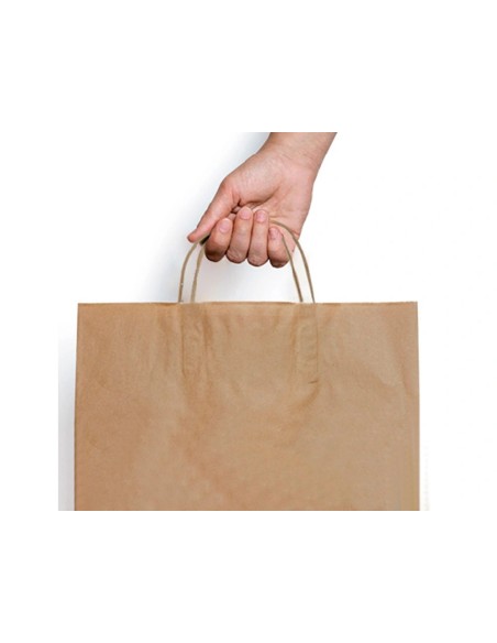 CI | Bolsa Kraft Basika Natural Reciclado 90 Gr Asa Retorcida Tamaño "S" 240X100X320 Mm