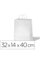 CI | Bolsa Kraft Basika Celulosa Blanco 90 Gr Asa Retorcida Tamaño "L" 320X140X400 Mm