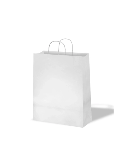 CI | Bolsa Kraft Basika Celulosa Blanco 90 Gr Asa Retorcida Tamaño "L" 320X140X400 Mm