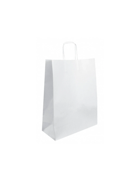 CI | Bolsa Kraft Basika Celulosa Blanco 90 Gr Asa Retorcida Tamaño "L" 320X140X400 Mm