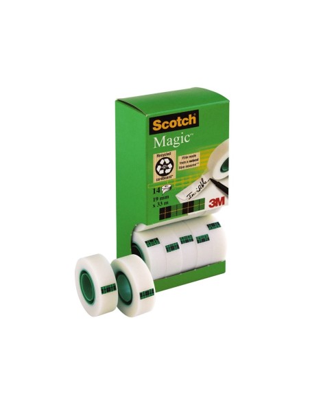 CI | Cinta adhesiva scotch magic 19mm x 33 mt pack de 14 rollos con dispensador de carton