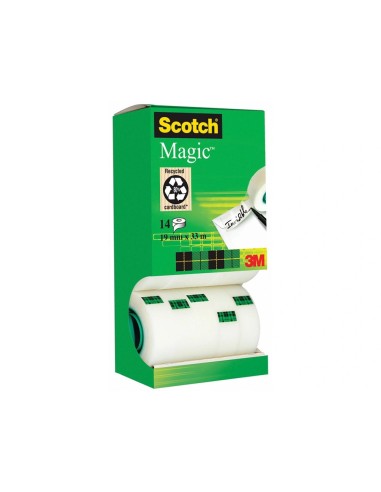 CI | Cinta adhesiva scotch magic 19mm x 33 mt pack de 14 rollos con dispensador de carton