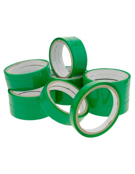 CI | Cinta adhesiva q-connect 66m x 9mm verde para cerrar bolsas