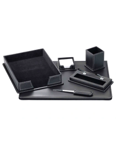 CI | Escribania de sobremesa negro simil piel juego de 6...