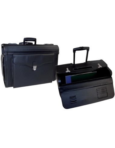 CI | Maletin atache piloto p-732 negro con asa extensible -cerradura con combinacion -ruedas 49x35x22,5 cm