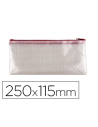 CI | Bolsa multiusos q-connect malla cheque 250x115 mm apertura superior con cremallera rojo