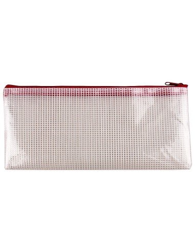 CI | Bolsa multiusos q-connect malla cheque 250x115 mm apertura superior con cremallera rojo
