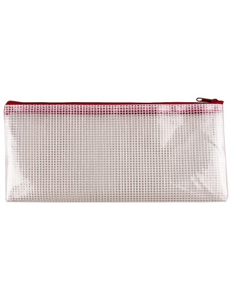 CI | Bolsa multiusos q-connect malla cheque 250x115 mm apertura superior con cremallera rojo