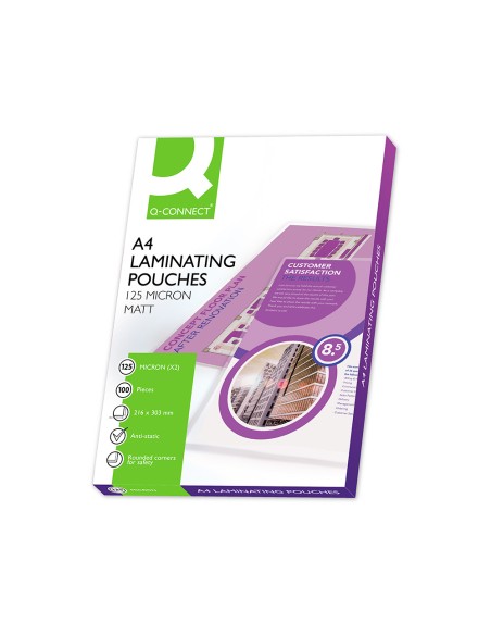 CI | Bolsa de plastificar q-connect 303 x 216 mm din a4 125 mc autoadhesivas caja de 100 unidades