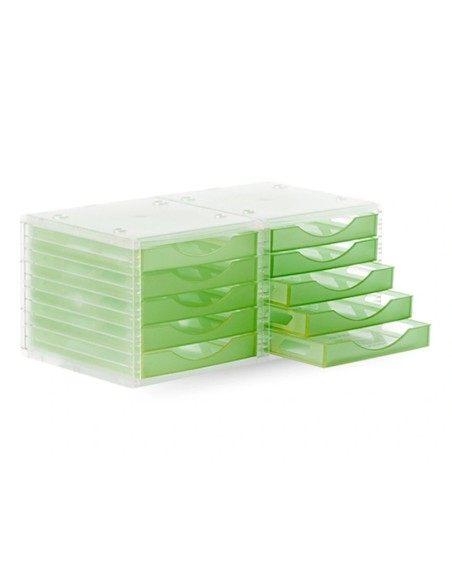 CI | Fichero cajones de sobremesa q-connect 340x270x260 mm apilables 5 cajones verde kiwi translucido