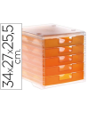 CI | Fichero cajones de sobremesa q-connect 340x270x260 mm apilables 5 cajones naranja mandarina translucido