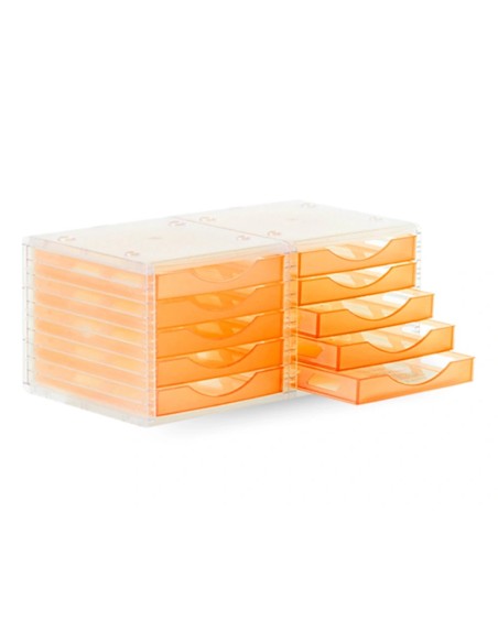 CI | Fichero cajones de sobremesa q-connect 340x270x260 mm apilables 5 cajones naranja mandarina translucido