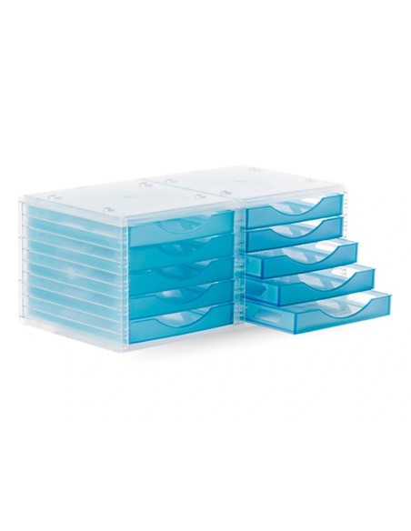 CI | Fichero cajones de sobremesa q-connect 340x270x260 mm apilables 5 cajones azul mar translucido