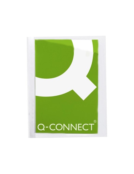 CI | Funda protectora q-connect corte oblicuo 290x195 cristal sin taladros pvc 90mc caja de 100 unidades