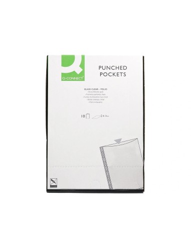 CI | Funda multitaladros q-connect folio 120 mc cristal bolsa de 10 unidades