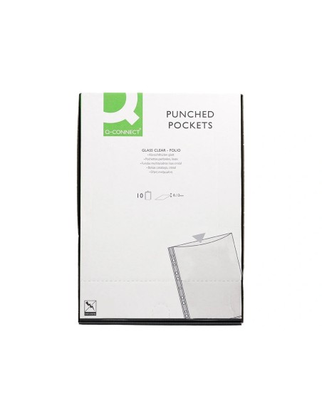 CI | Funda multitaladros q-connect folio 120 mc cristal bolsa de 10 unidades
