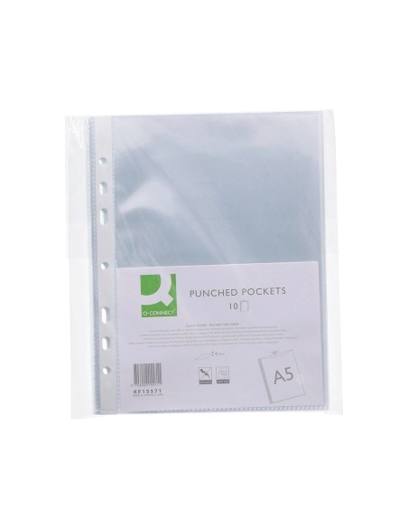 CI | Funda multitaladro q-connect din a5 100 mc cristal 6 taladros bolsa de 10
