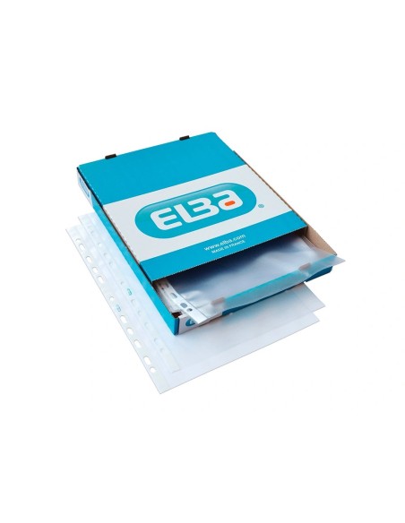 CI | Funda multitaladro elba standard din a4 90 micras piel naranja caja de 100 unidades