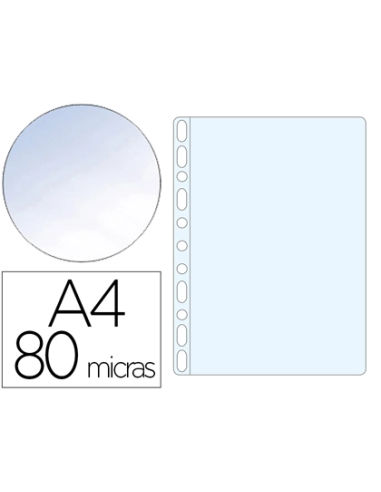CI | Funda multitaladro q-connect din a4 80 mc cristal caja de 1400 unidades
