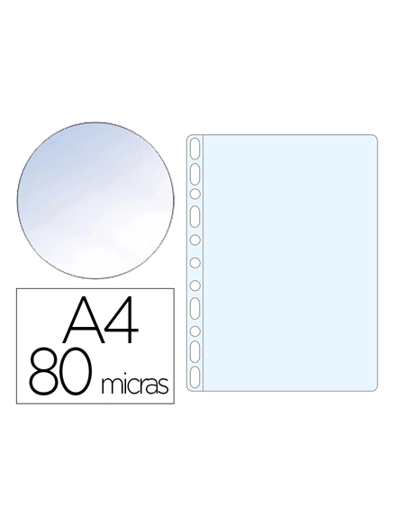 CI | Funda multitaladro q-connect din a4 80 mc cristal caja de 1400 unidades