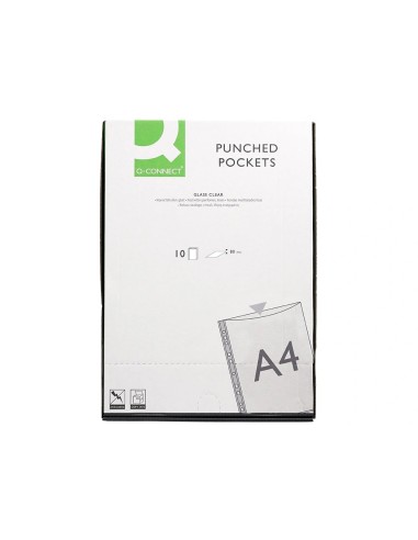 CI | Funda multitaladro q-connect din a4 80 mc cristal bolsa de 10 unidades