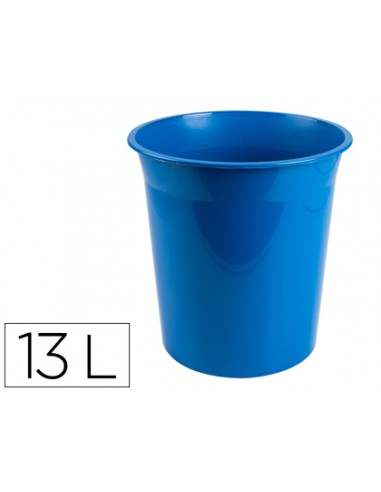 CI | Papelera plastico q-connect azul opaco 13 litros