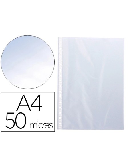 CI | Funda multitaladro q-connect din a4 50 mc cristal bolsa de 100 unidades