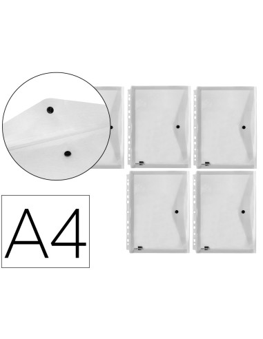 CI | Carpeta liderpapel dossier broche 36664 polipropileno din a4 pack de 5 incolora transparente multitaladro