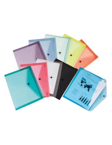 CI | Carpeta liderpapel dossier broche transparente din a4 paquete de 12 unidades colores surtidos