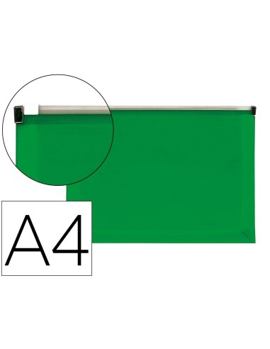 CI | Carpeta Dossier Liderpapel A4 Cierre De Cremallera Verde Translucido