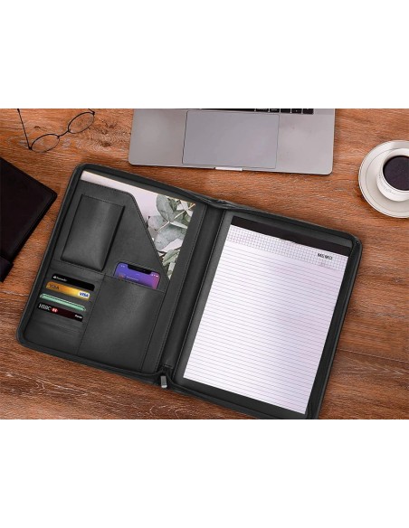 CI | Carpeta portafolios cremallera con bolsa para movil y tarjetero color negro 260x355 mm