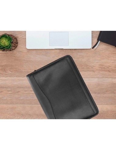 CI | Carpeta portafolios cremallera con bolsa para movil y tarjetero color negro 260x355 mm