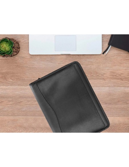CI | Carpeta portafolios cremallera con bolsa para movil y tarjetero color negro 260x355 mm