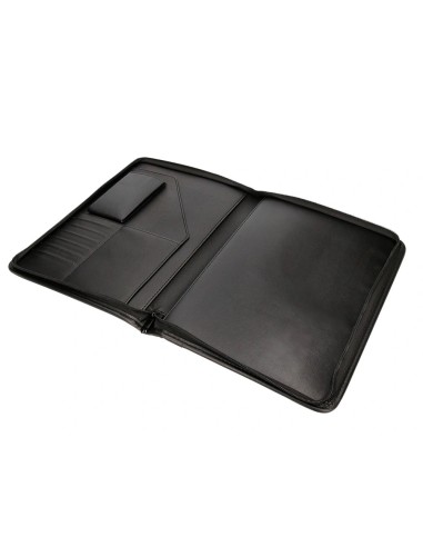 CI | Carpeta portafolios cremallera con bolsa para movil y tarjetero color negro 260x355 mm
