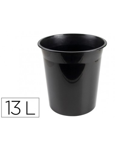 CI | Papelera plastico q-connect negro opaco 13 litros