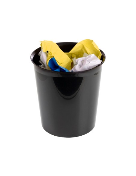 CI | Papelera plastico q-connect negro opaco 13 litros