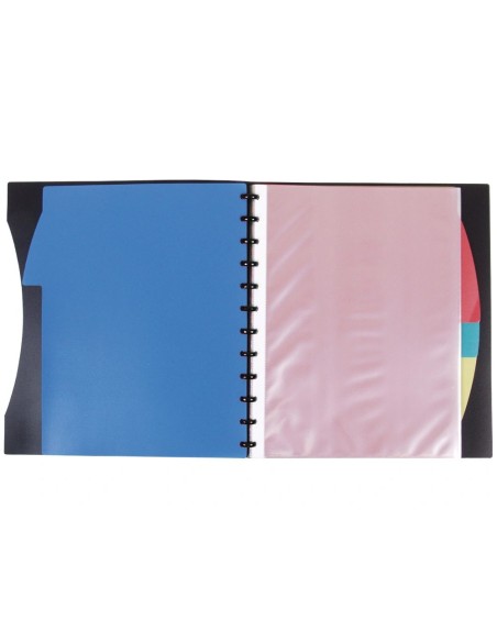 CI | Carpeta Liderpapel A4 Con 40 Fundas Intercambiables 5 Sep Sobre Y Gomilla Portada Y Lomo Personalizable Negro