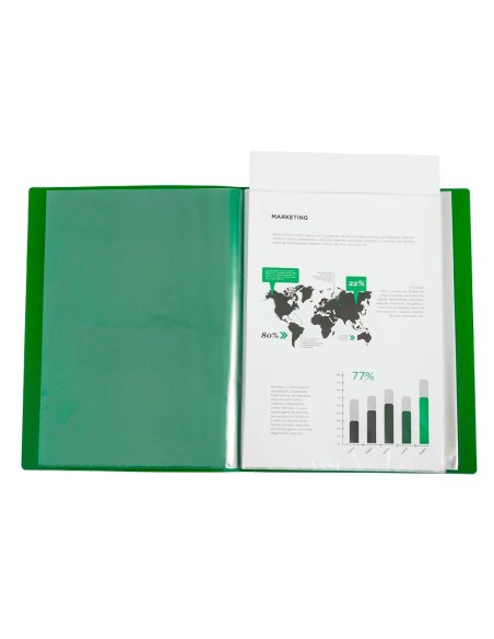 CI | Carpeta Liderpapel 80 Fundas Canguro Pp Din A4 Verde Translucido Portada Y Lomo Personalizable