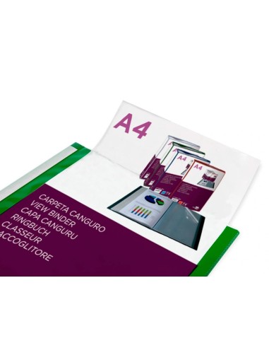 CI | Carpeta Liderpapel 80 Fundas Canguro Pp Din A4 Verde Translucido Portada Y Lomo Personalizable