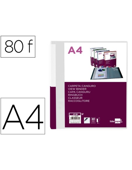 CI | Carpeta Liderpapel 80 Fundas Canguro Pp Din A4 Transparenteportada Y Lomo Personalizable